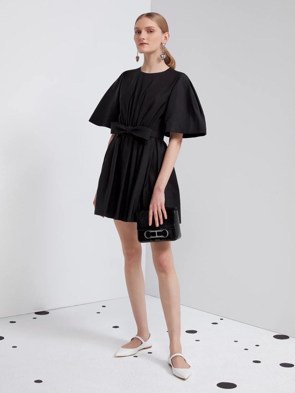NWT Carolina Herrera *Runway* Black Faille Bow Flared Mini Dress 6 $1790